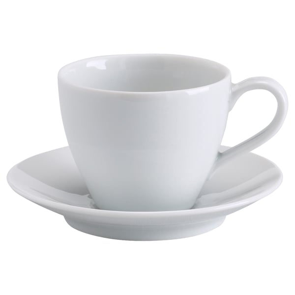 VÄRDERA coffee cup and saucer, white, 20 cl