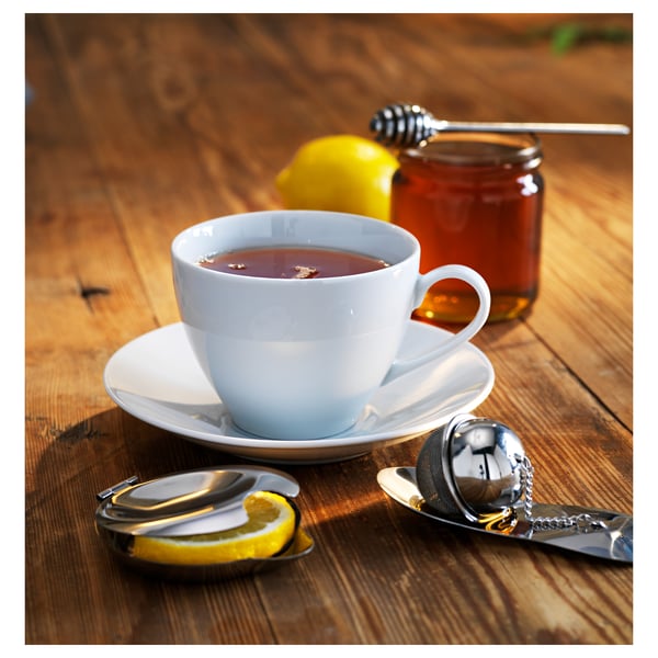 VÄRDERA - VÄRDERA Teacup with saucer, white, 36 cl