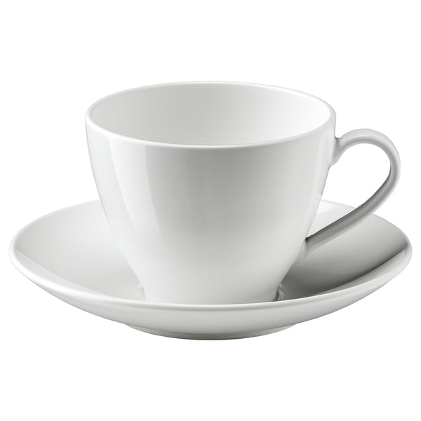 VÄRDERA - VÄRDERA Teacup with saucer, white, 36 cl