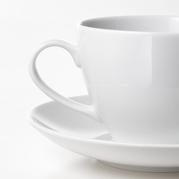 VÄRDERA - VÄRDERA Teacup with saucer, white, 36 cl
