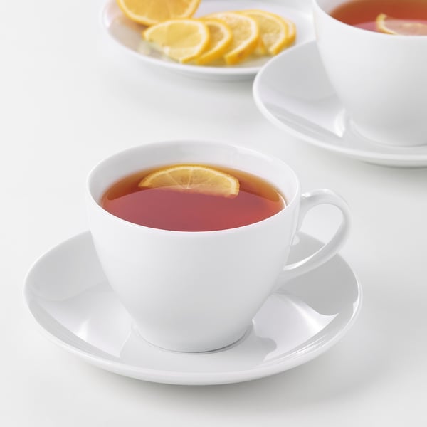 VÄRDERA - VÄRDERA Teacup with saucer, white, 36 cl
