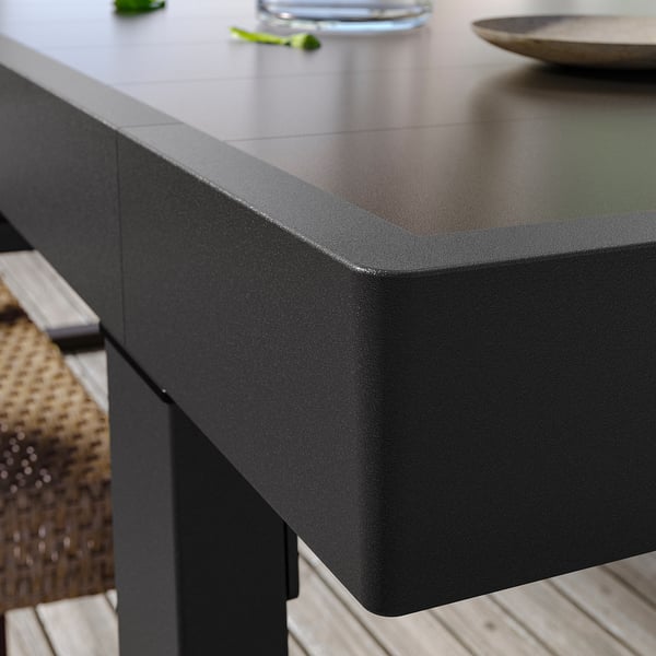 VÄRMANSÖ table+6 chairs, outdoor, dark grey/brown, 224 cm