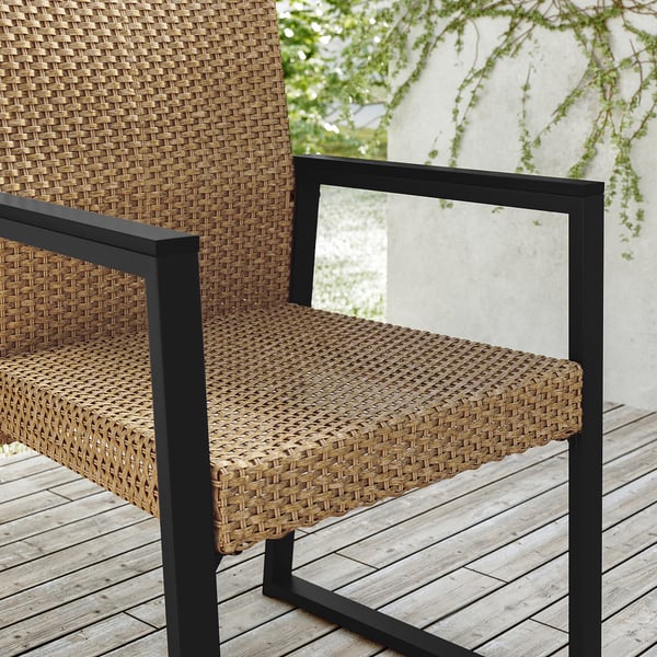 VÄRMANSÖ table+6 chairs, outdoor, dark grey/brown, 224 cm