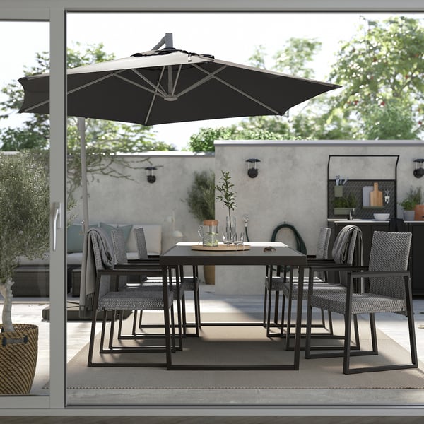 VÄRMANSÖ table, outdoor, dark grey, 224x93 cm