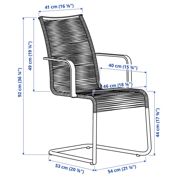 VÄSMAN chair with armrests, outdoor, brown, 54x92x59 cm