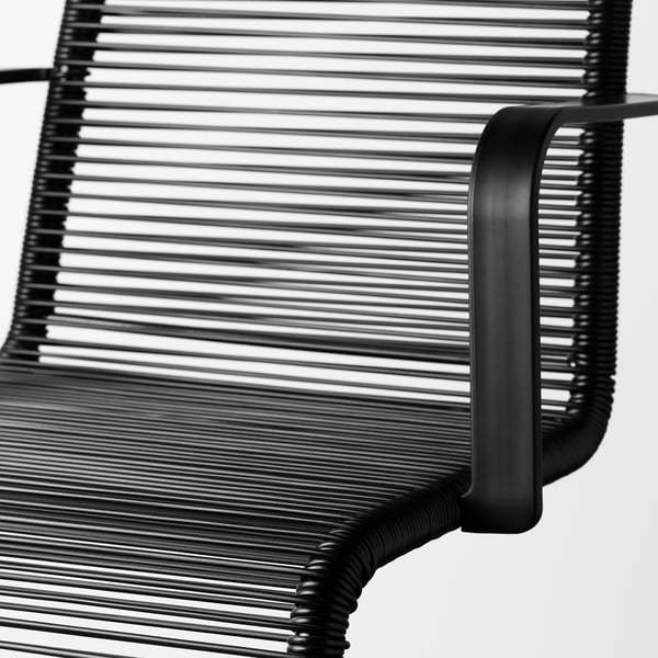 VÄSMAN chair with armrests, outdoor, black, 54x92x59 cm