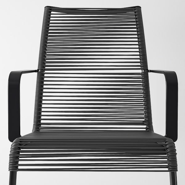 VÄSMAN - Chair with armrests, outdoor, black