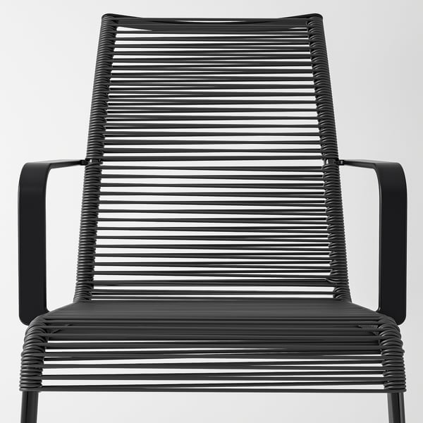 VÄSMAN chair with armrests, outdoor, black, 54x92x59 cm