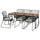 VÄSMAN / TALLSKÄR - Table+6 chairs arms, garden, extendable mordant light brown/anthracite Kuddarna light gray-beige,135x190/74 cm