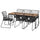 VÄSMAN / TALLSKÄR - VÄSMAN / TALLSKÄR Table+6 chairs w armrests, outdoor, extendable light brown stained/anthracite, 135x190/74 cm