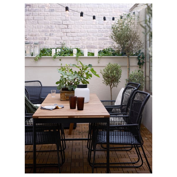 VÄSMAN extendable table, outdoor, light brown stained, 135/190x74 cm