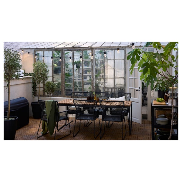 VÄSMAN extendable table, outdoor, light brown stained, 135/190x74 cm