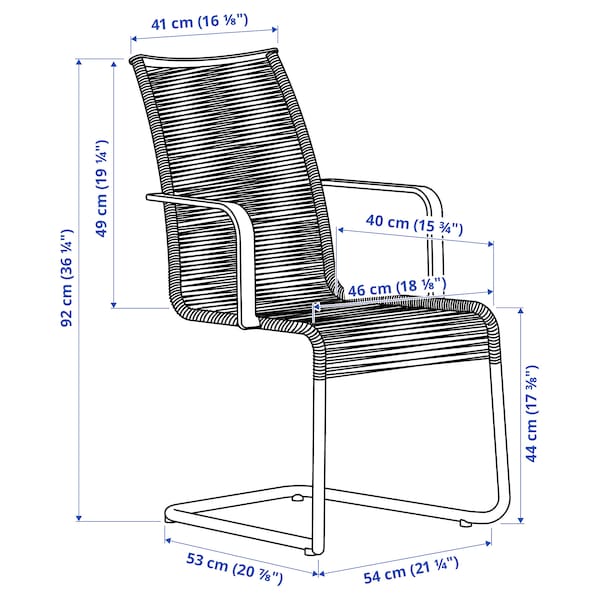 Ikea VÄSMAN / VÄSMAN - Table+6 chairs arms, garden, extendable mordant light brown/brown,135x190/74 cm