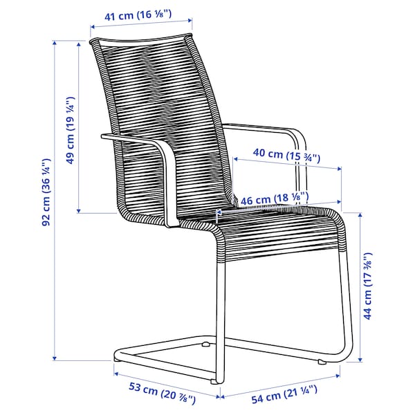 Ikea VÄSMAN / VÄSMAN - Table+6 chairs arms, garden, extendable mordant light brown/black,135x190/74 cm