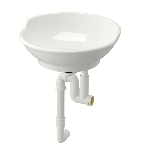 VÄSTERSJÖN - Countertop wash-basin w water trap, white, 40x14x9 cm