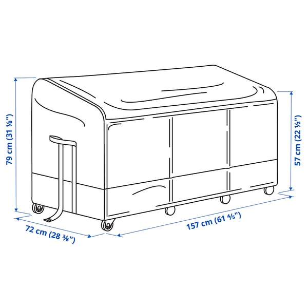 VÄTTERSÖ storage box, outdoor, dark grey, 156x72x79 cm