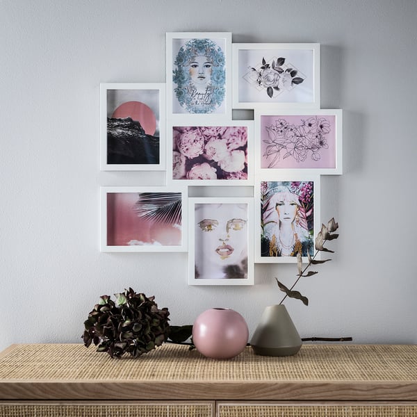 VÄXBO collage frame for 8 photos, white, 13x18 cm