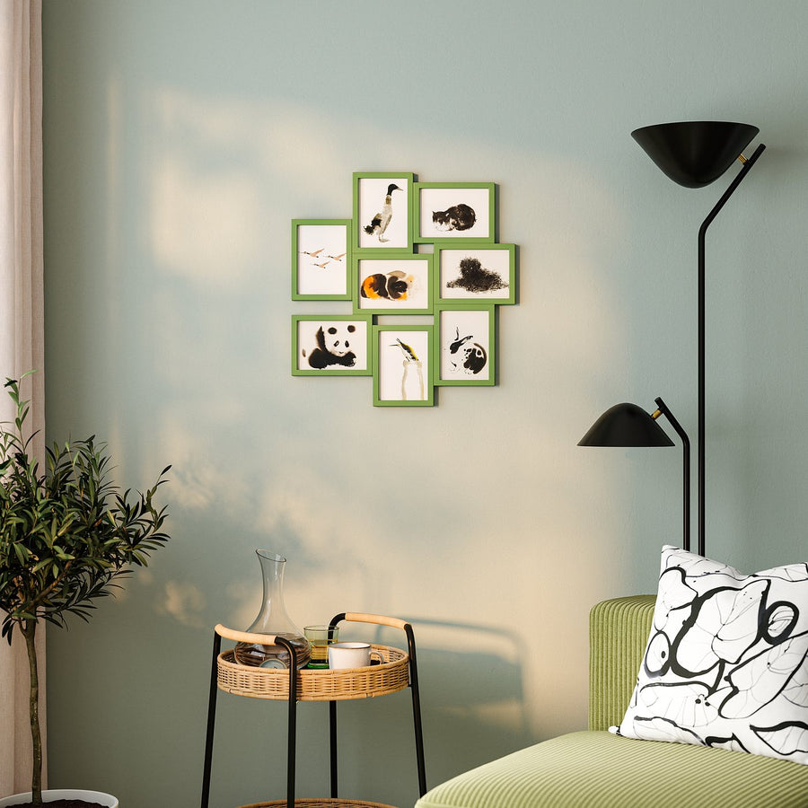 VÄXBO collage frame for 8 photos, green, 13x18 cm