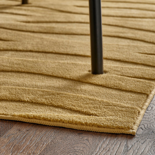 VÄXELFEL rug, low pile, yellow-brown, 133x195 cm
