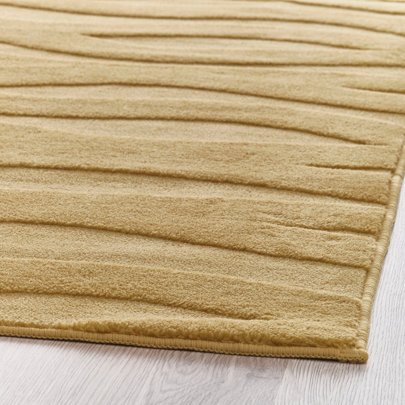 VÄXELFEL rug, low pile, yellow-brown, 160x230 cm