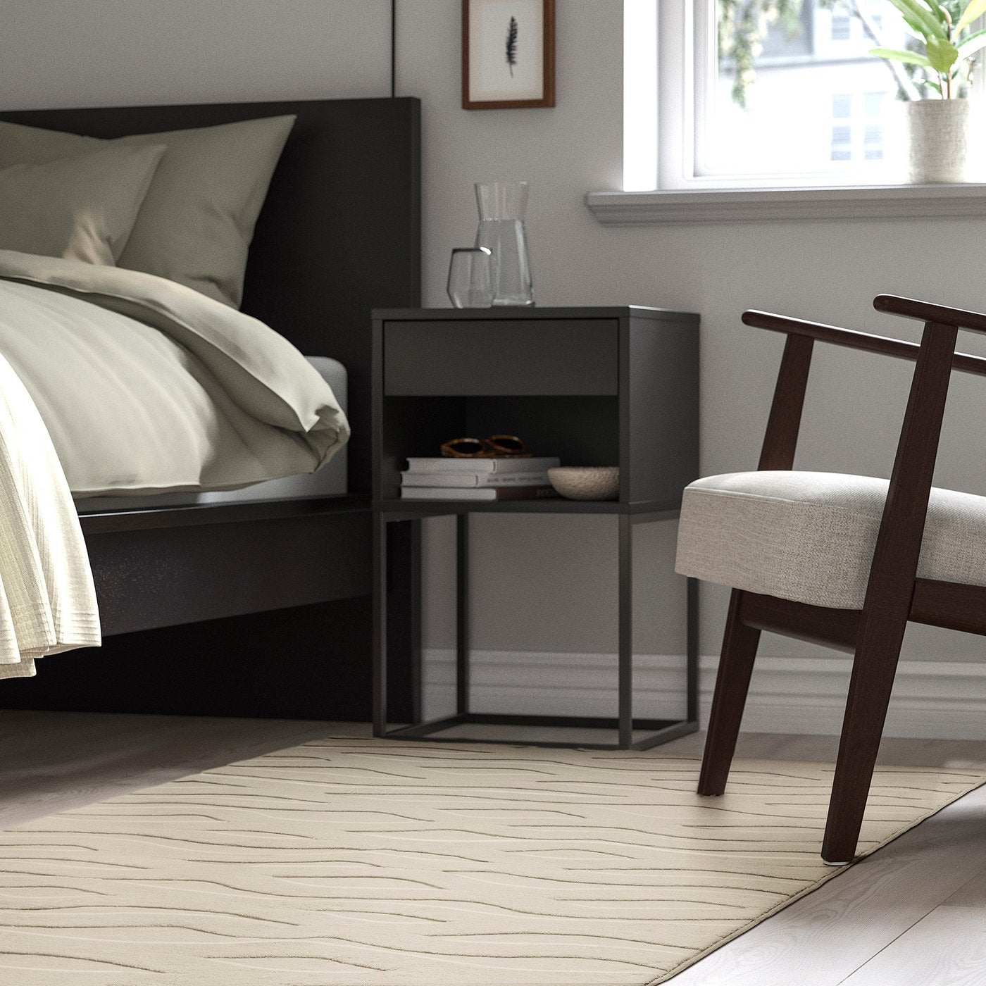 VÄXELFEL rug, low pile, off-white, 160x230 cm