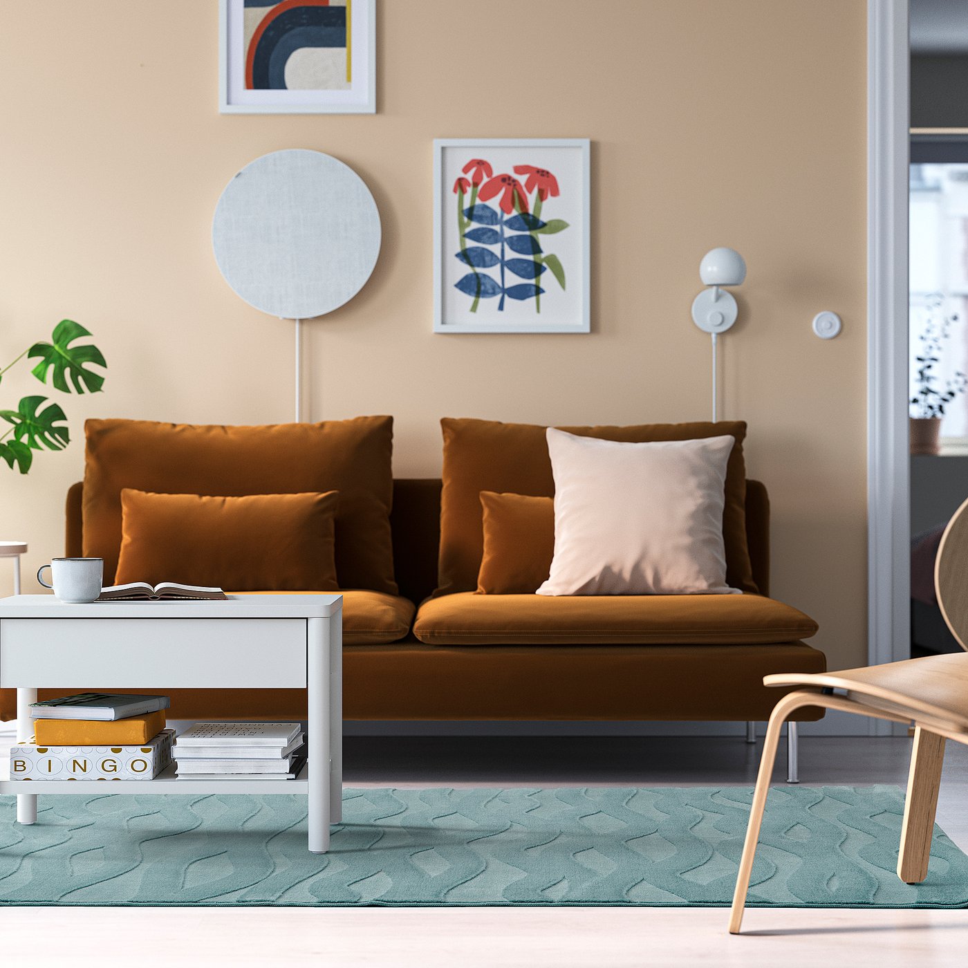 VÄXELFEL rug, low pile, blue, 160x230 cm