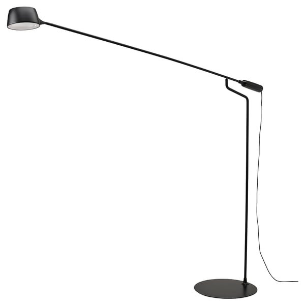 VÅGHÖJD - LED floor lamp, adjustable light intensity black ,