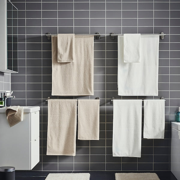 VÅGSJÖN - Hand towel, light beige, 50x100 cm