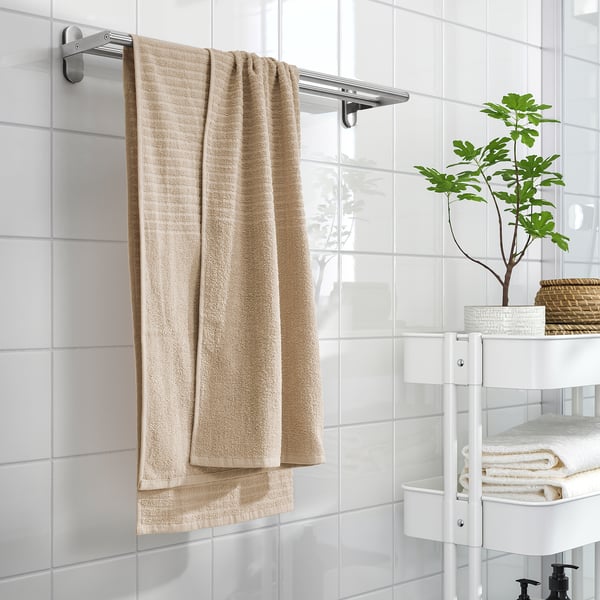 VÅGSJÖN - VÅGSJÖN Bath towel, light beige, 70x140 cm