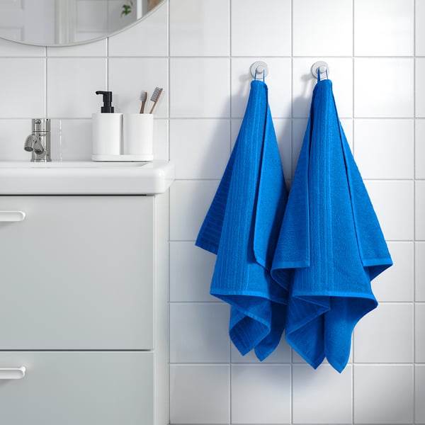VÅGSJÖN hand towel, bright blue, 50x100 cm