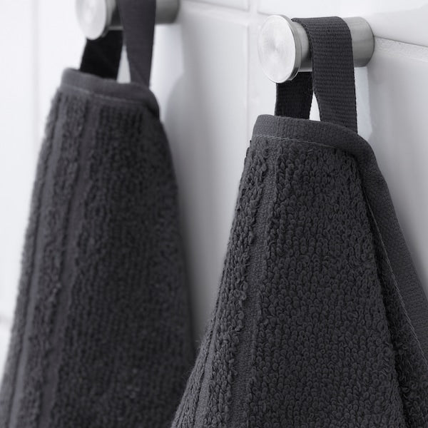 VÅGSJÖN - Bath towel, dark grey, 70x140 cm