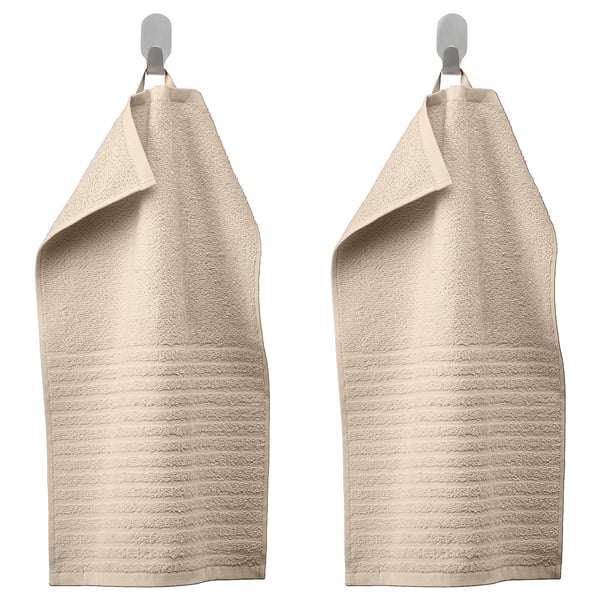 VÅGSJÖN guest towel, light beige, 30x50 cm, 2 pack