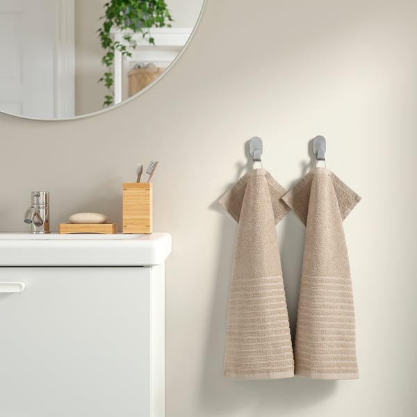 VÅGSJÖN guest towel, light beige, 30x50 cm, 2 pack