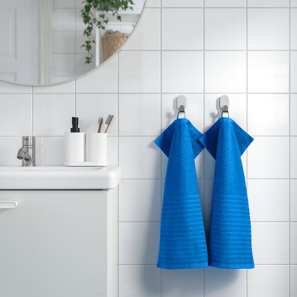 VÅGSJÖN guest towel, bright blue, 30x50 cm, 2 pack