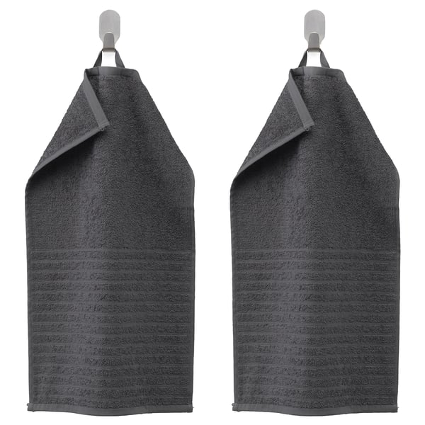 VÅGSJÖN guest towel, dark grey, 30x50 cm, 2 pack
