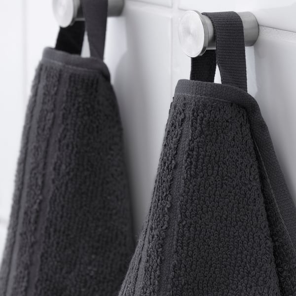 VÅGSJÖN guest towel, dark grey, 30x50 cm, 2 pack