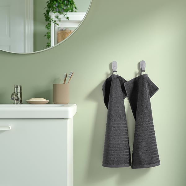 VÅGSJÖN guest towel, dark grey, 30x50 cm, 2 pack