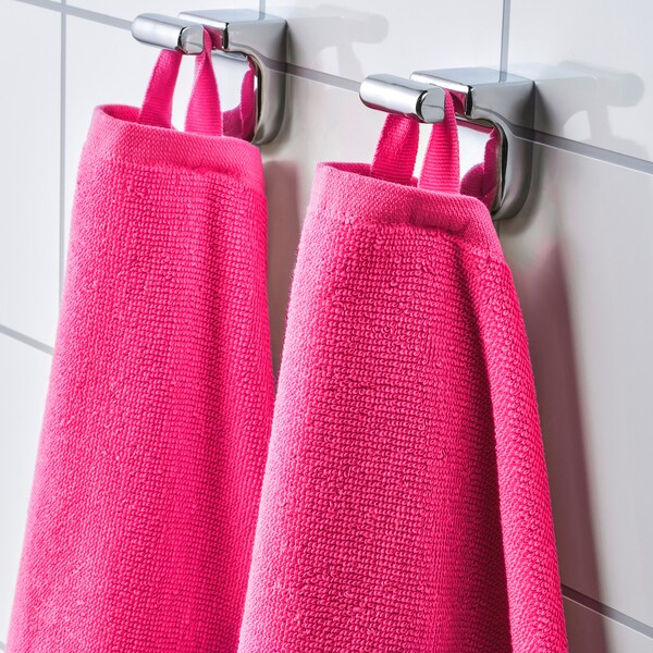 VÅGSJÖN - Bath towel, bright pink, 70x140 cm