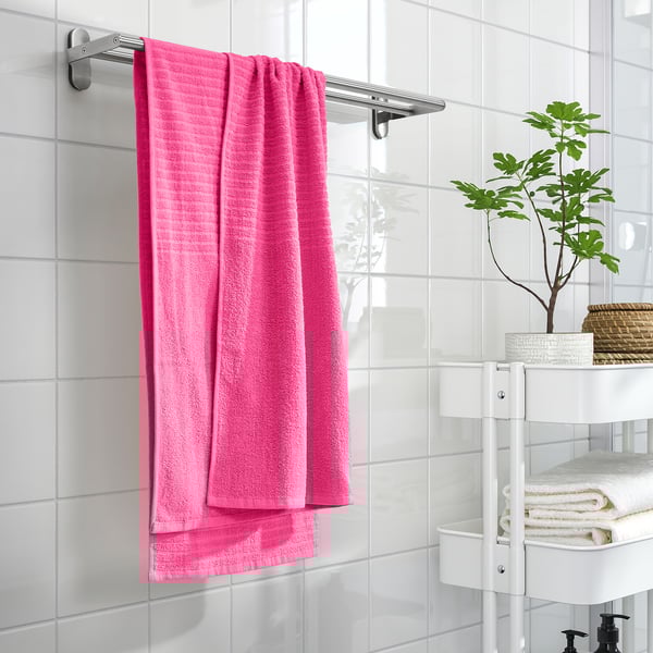 VÅGSJÖN bath towel, bright pink