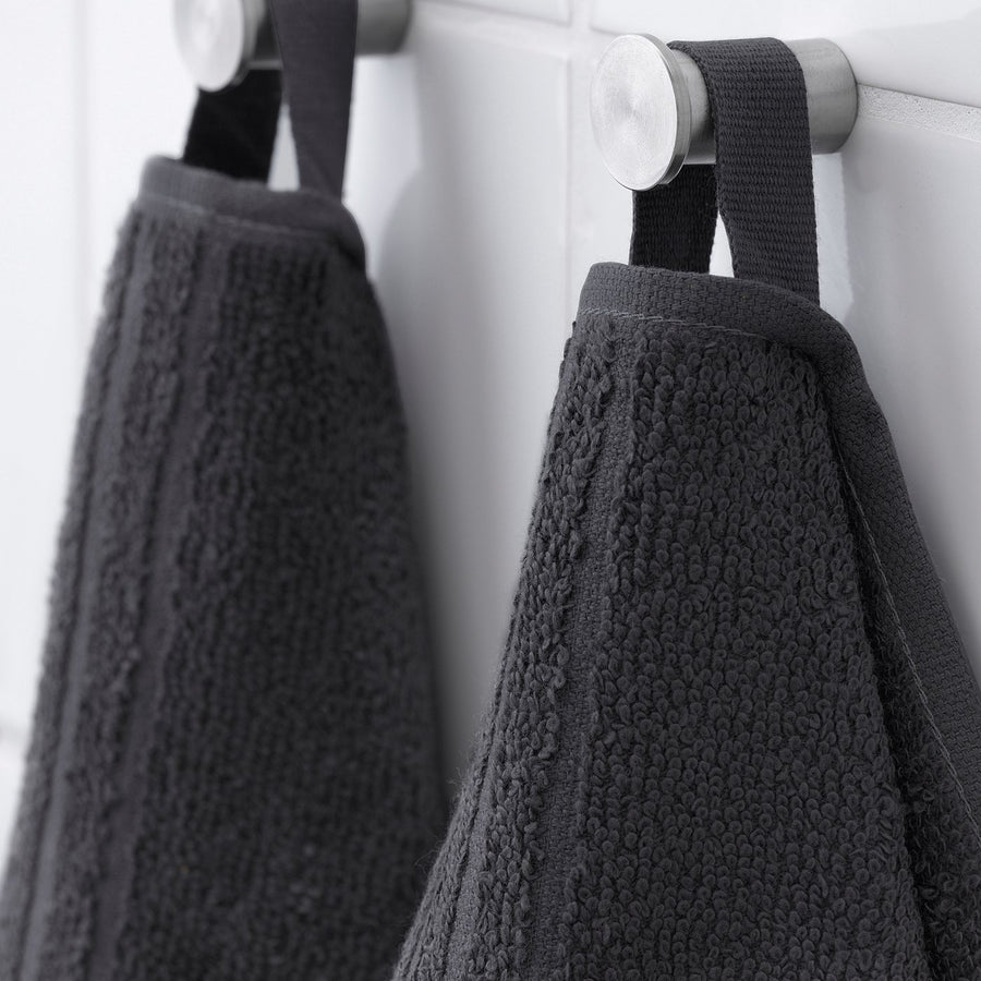 VÅGSJÖN towel, set of 6, dark grey