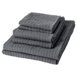 VÅGSJÖN towel, set of 6, dark grey, 30x50/50x100/70x140cm