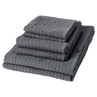 VÅGSJÖN towel, set of 6, dark grey, 30x50/50x100/70x140cm