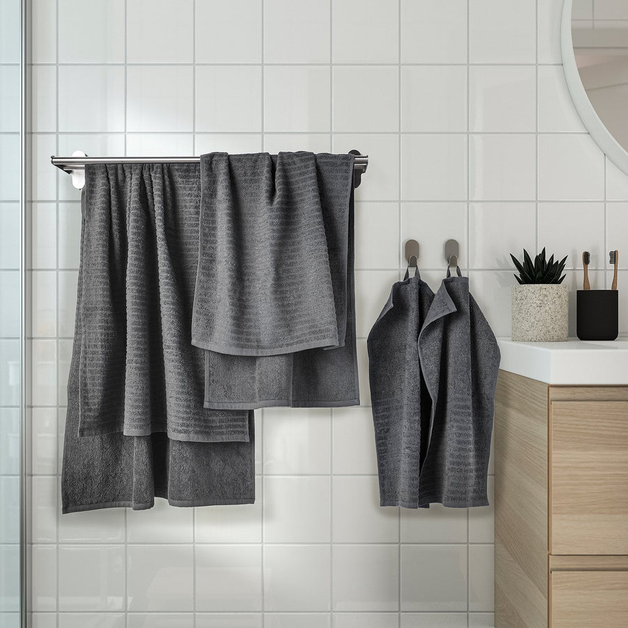VÅGSJÖN towel, set of 6, dark grey