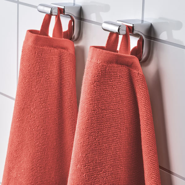 VÅGSJÖN bath sheet, orange-red, 100x150 cm