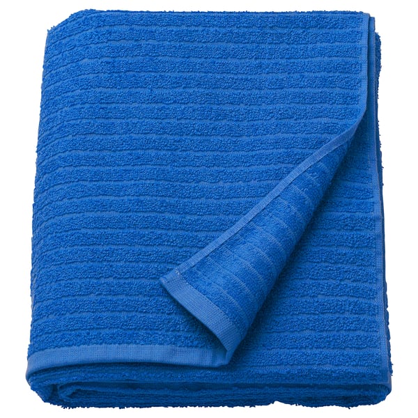 VÅGSJÖN bath towel, bright blue, 100x150 cm