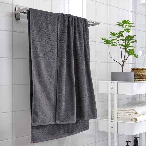 VÅGSJÖN bath sheet, dark grey, 100x150 cm