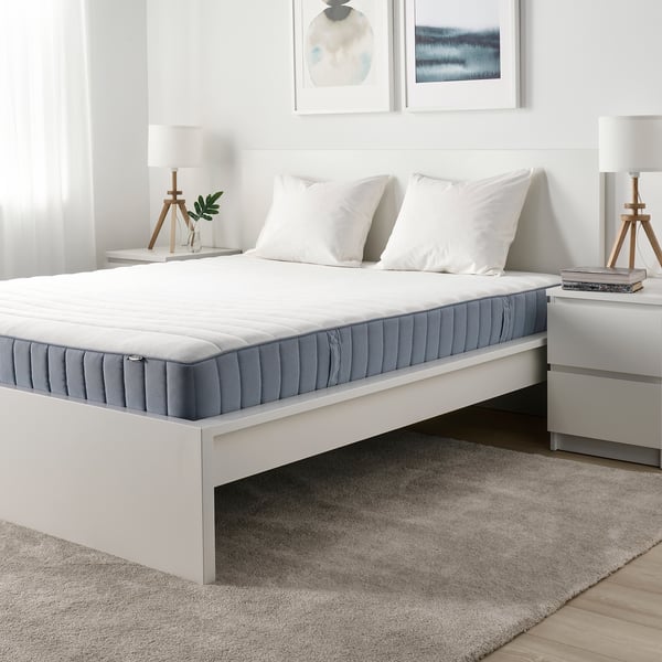 VALEVÅG pocket sprung mattress, extra firm/light blue, 140x200 cm