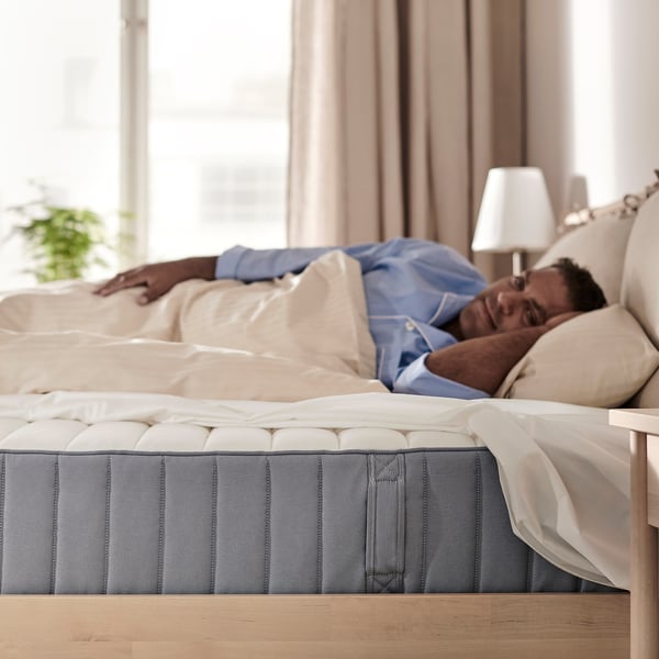 VALEVÅG pocket sprung mattress, firm/light blue, 80x200 cm