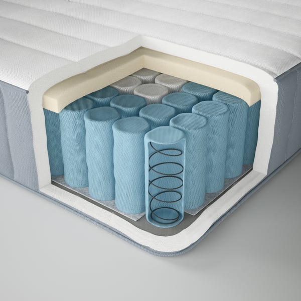 VALEVÅG pocket sprung mattress, firm/light blue, 140x200 cm