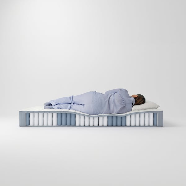 VALEVÅG pocket sprung mattress, firm/light blue, 160x190 cm
